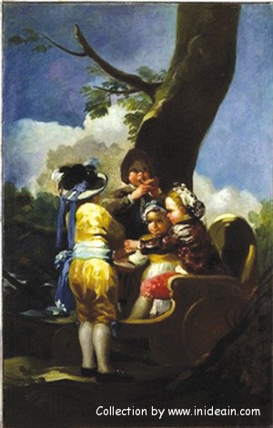 戈雅画作《坐在马车上的孩子们》